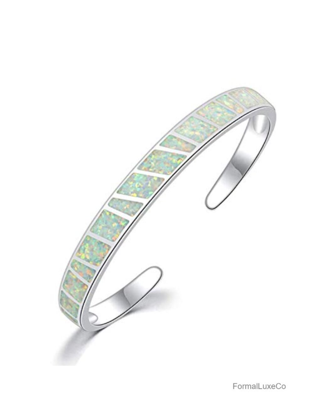 Opal Cuff Bangle Bracelet Gold Plated Hypoallergenic Open Cuff Adjustable Wrist